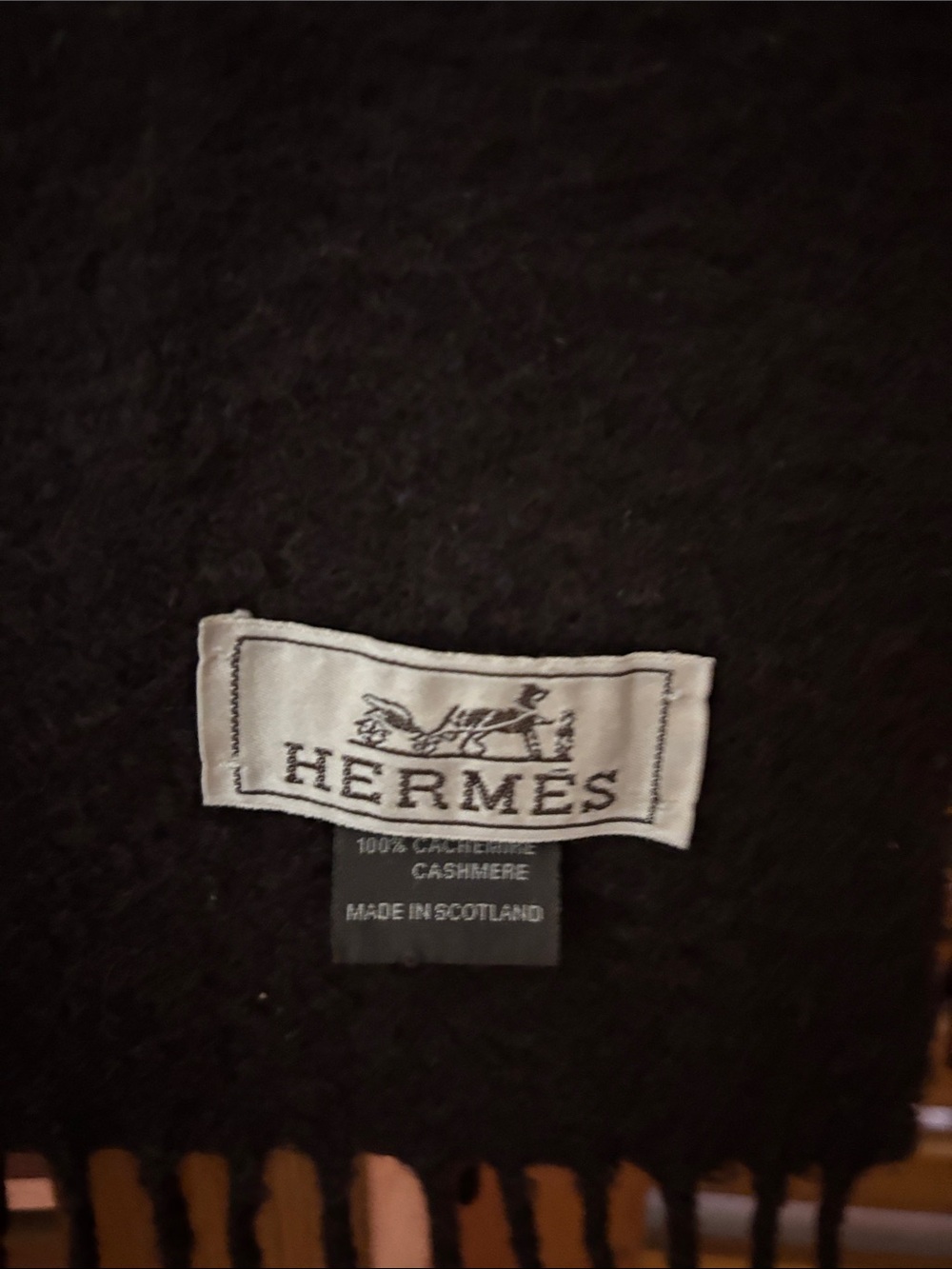 Hermes Brown Cashmere Fringe Scarf - Picture 5 of 5